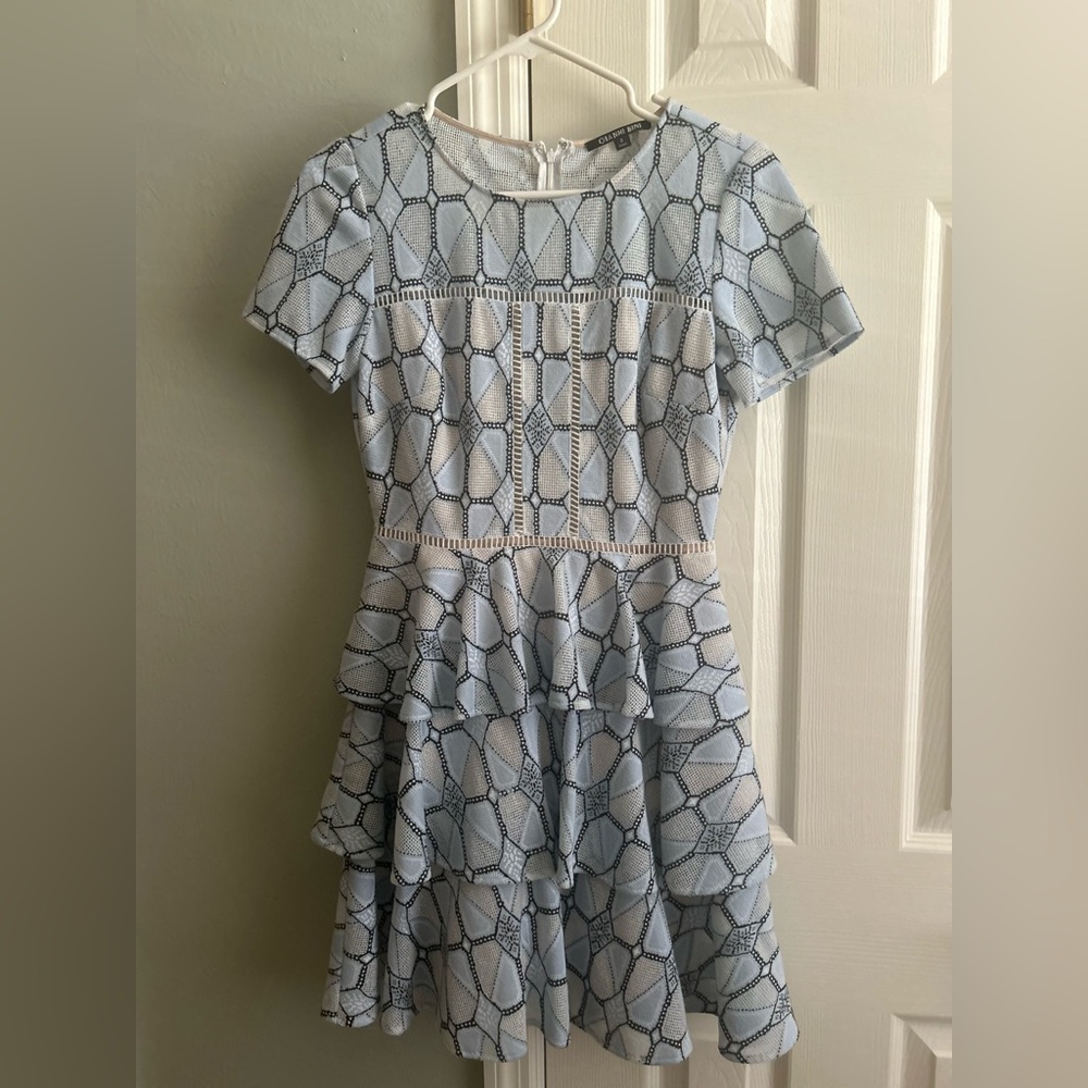 Pretty Blue and White Patterned Dress